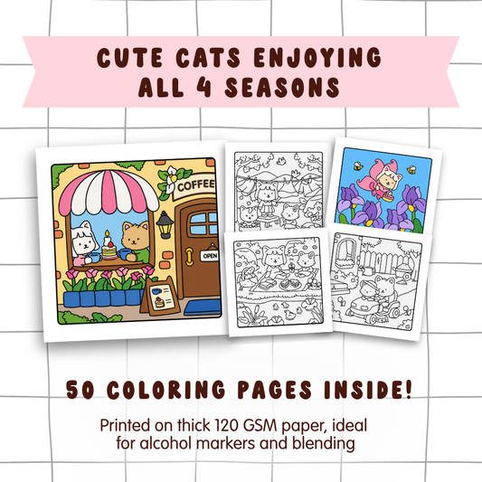 Cozy Cat Seasons Coloring Book