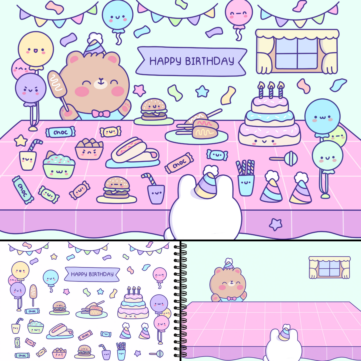 Cute Foods Around Town Sticker Book