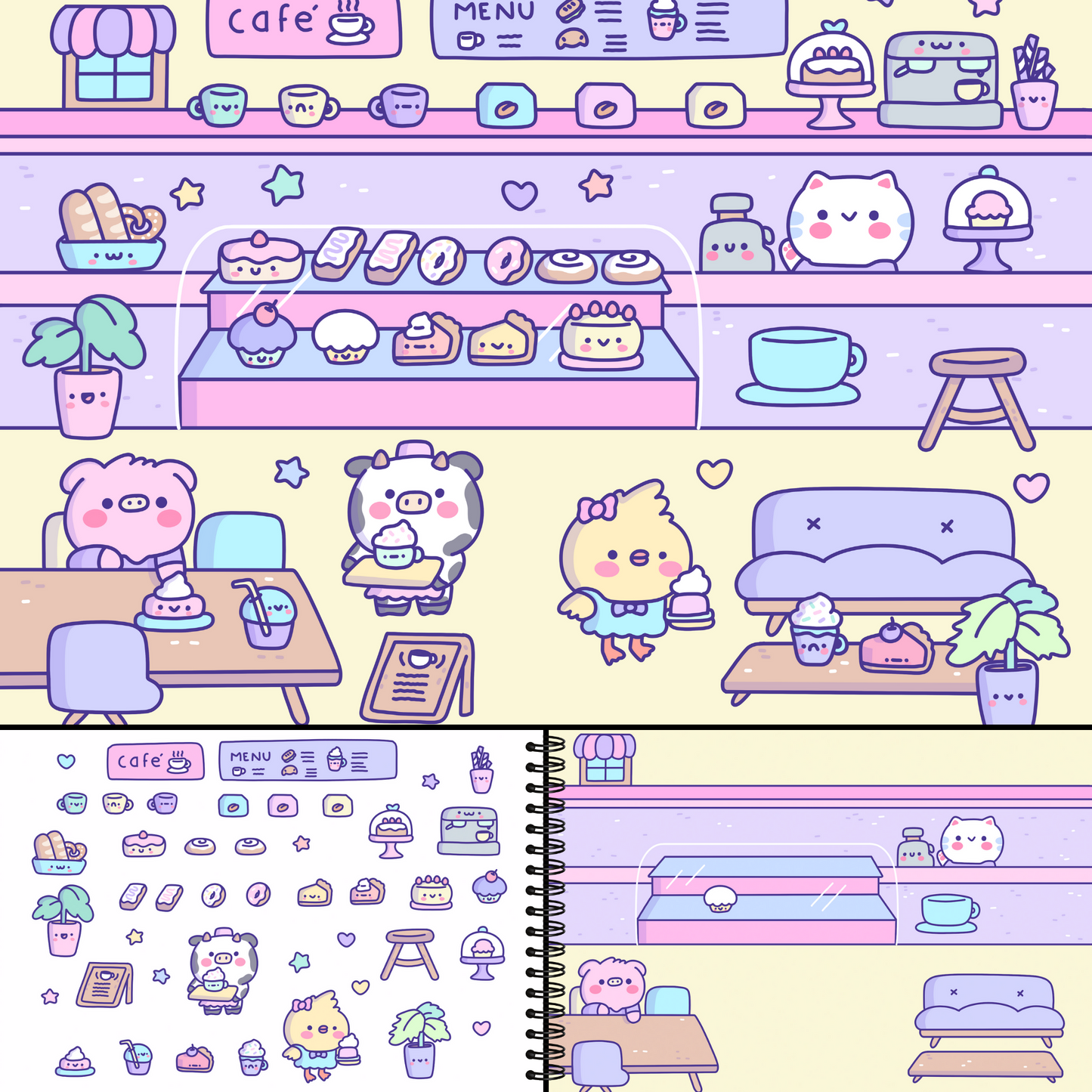 Cute Foods Around Town Sticker Book