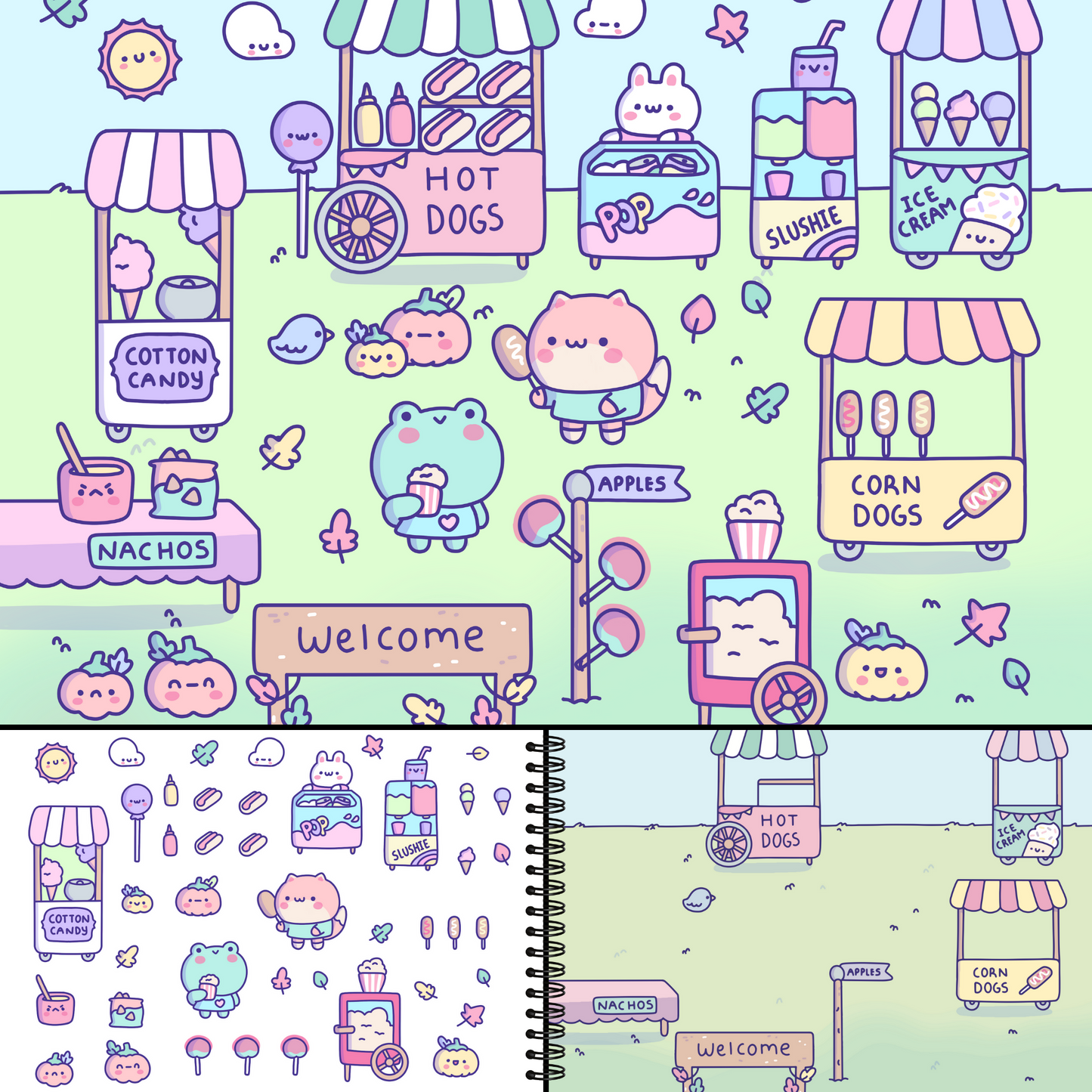Cute Foods Around Town Sticker Book