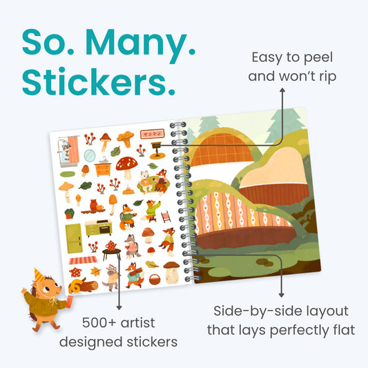 Cozy Homes of Furry Friends Sticker Book