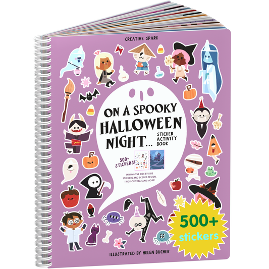 Spooky Halloween sticker book cover on a white background