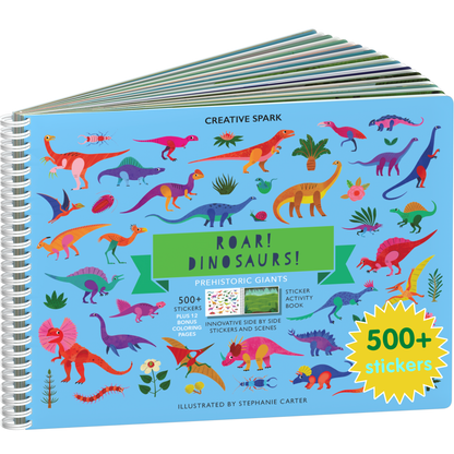 Dinosaurs sticker book cover on a white background