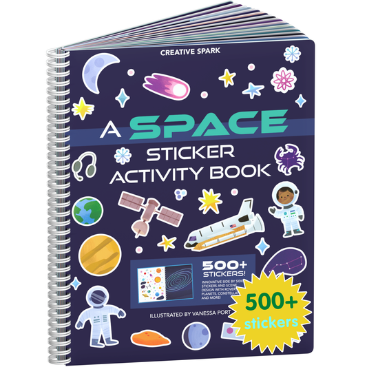 Space sticker book cover on a white background