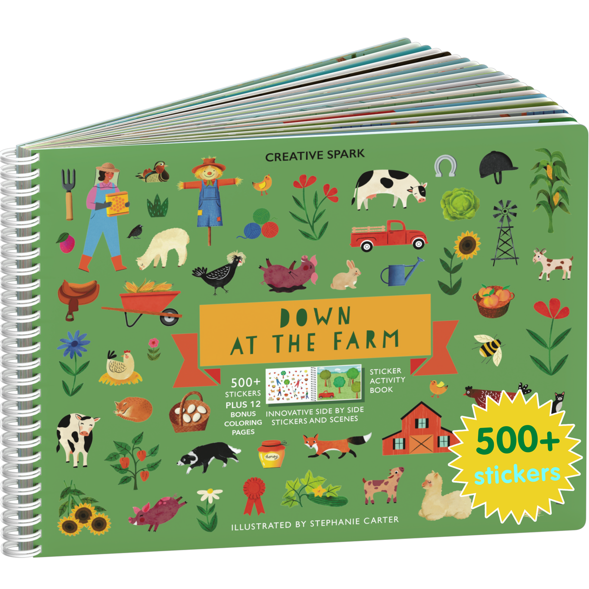 Down at the Farm sticker book cover on a white background