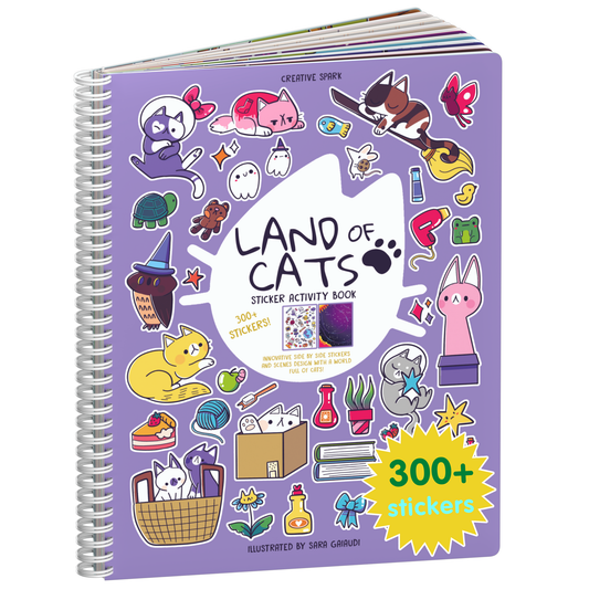 Land of Cats sticker book cover on a white background