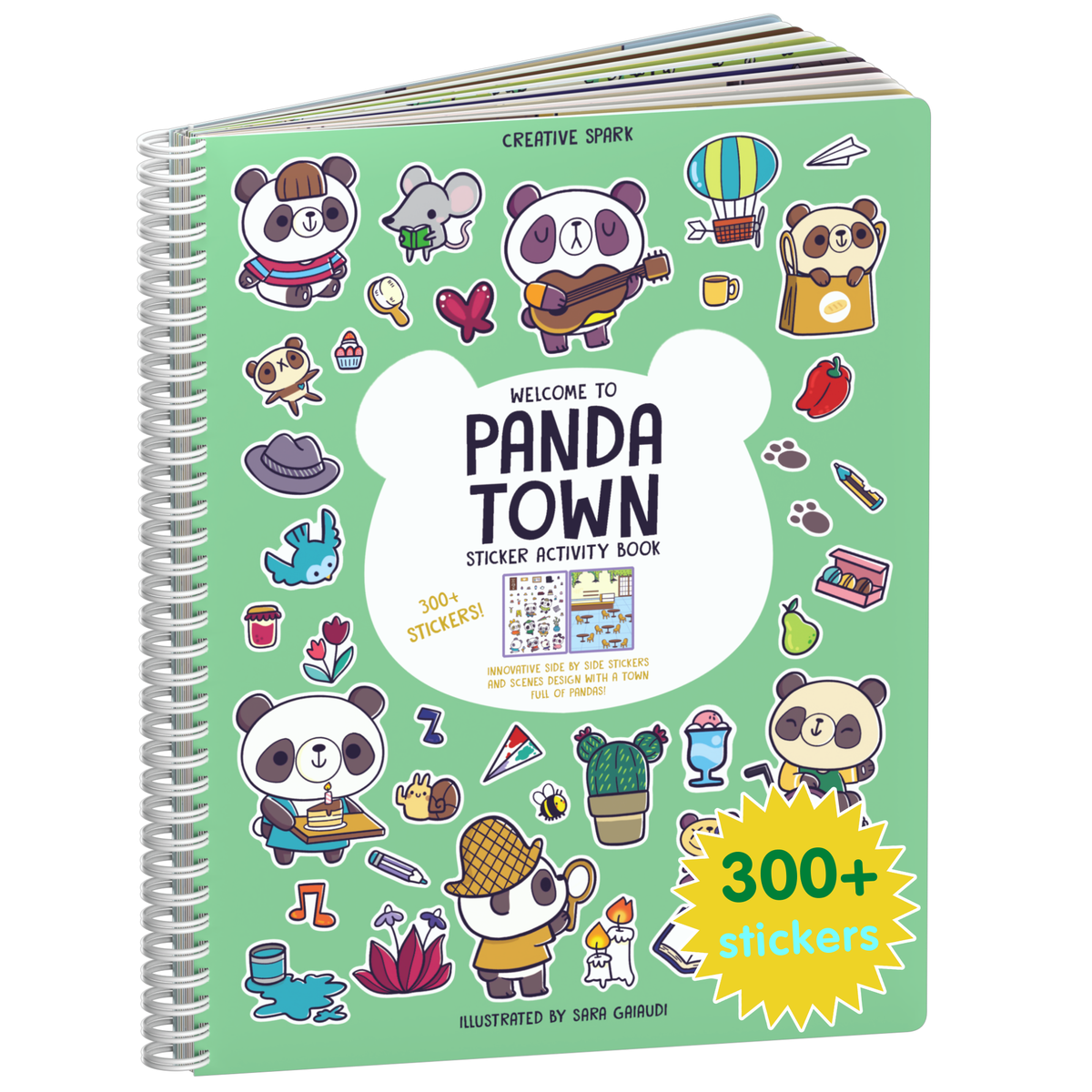 Panda Town sticker book cover on a white background
