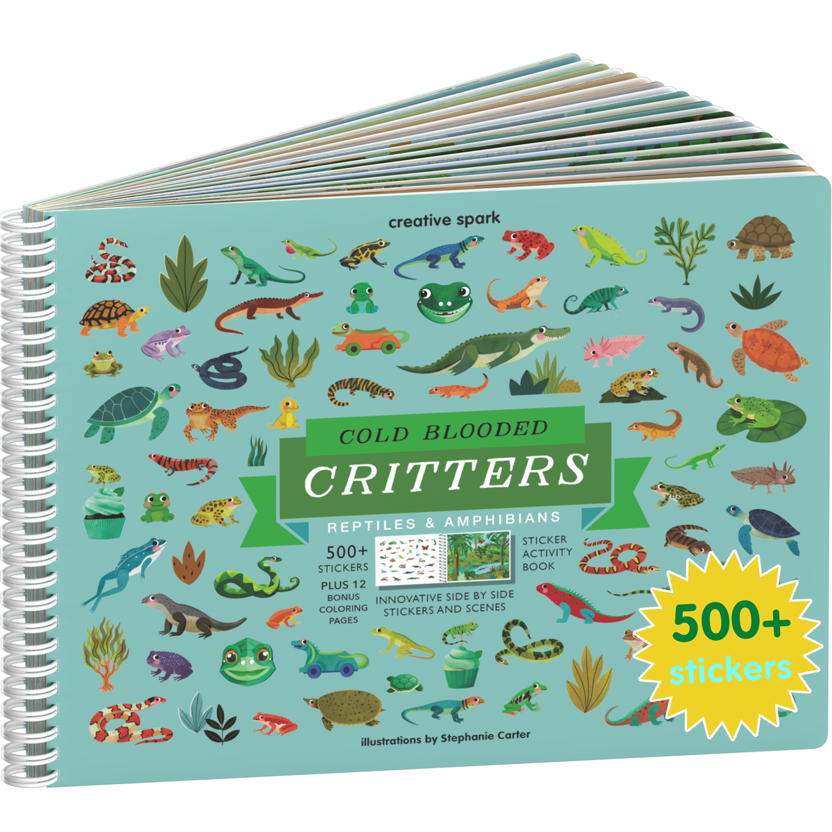 Cold Blooded Critters reptiles sticker book cover on a white background