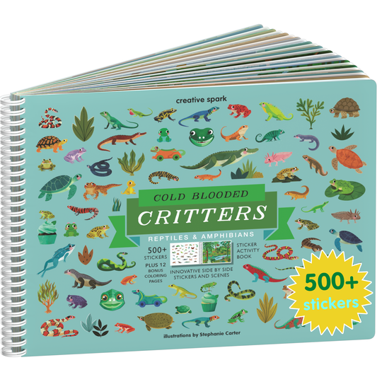 Cold Blooded Critters reptiles sticker book cover on a white background