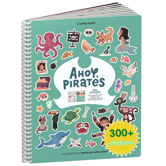 Ahoy Pirates sticker book cover on a white background