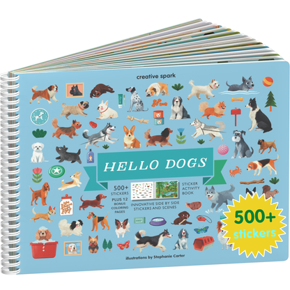 Hello Dogs sticker book cover on a white background