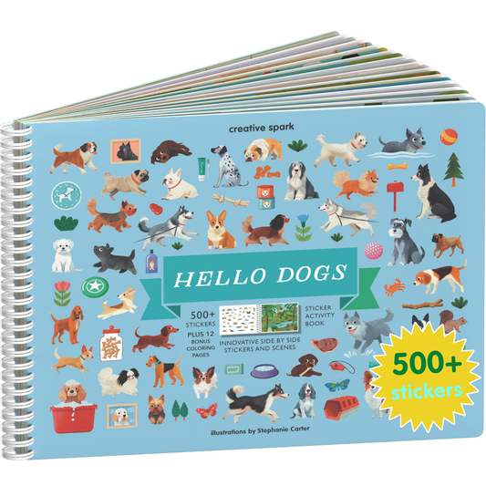 Hello Dogs sticker book cover on a white background