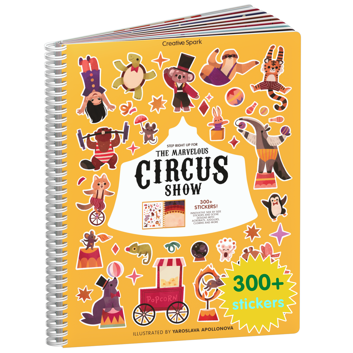 Circus sticker book cover on a white background