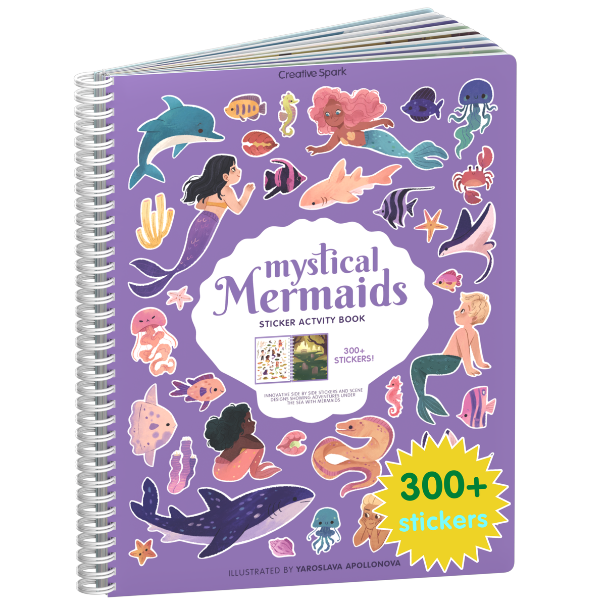 Mermaids sticker book cover on a white background
