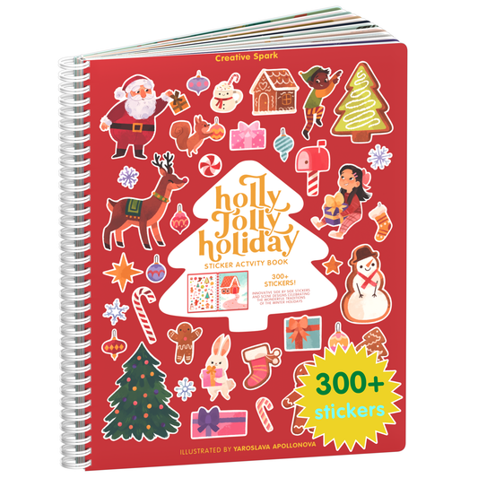 Holly Jolly Holidays sticker book cover on a white background
