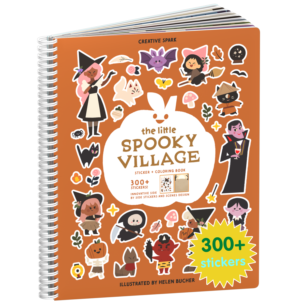 The Little Spooky Village sticker book cover on a white background