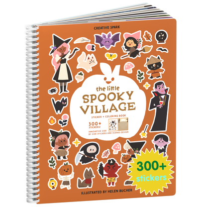 The Little Spooky Village sticker book cover on a white background