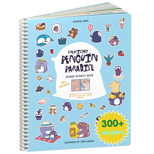 Squishy Penguin Life sticker book cover on a white background