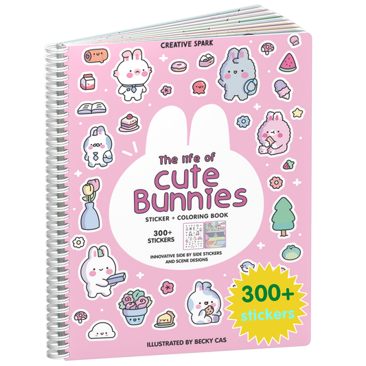 The Life of Cute Bunnies sticker book cover on a white background