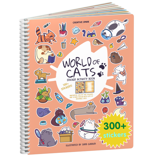 World of Cats sticker book cover on a white background