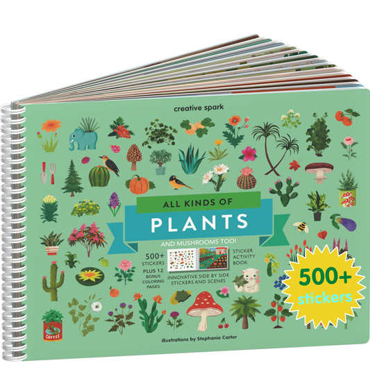 All Kinds of Plants and Mushrooms Too sticker book cover on a white background