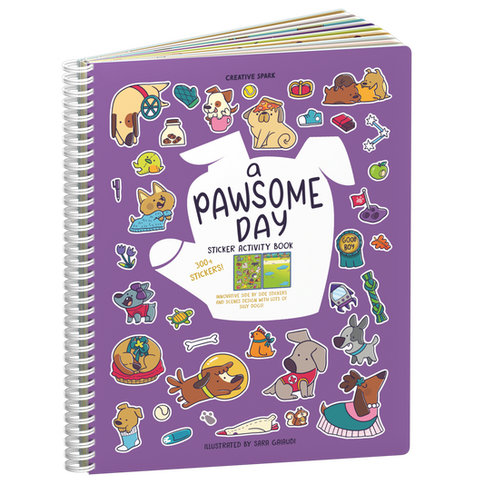 A Pawsome Day sticker book cover on a white background