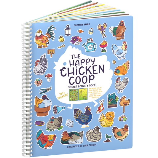 Happy Chickens sticker book cover on a white background