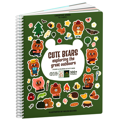 Cute Bears Exploring The Great Outdoors sticker book cover on a white background