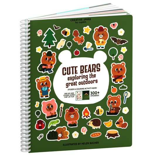 Cute Bears Exploring The Great Outdoors sticker book cover on a white background
