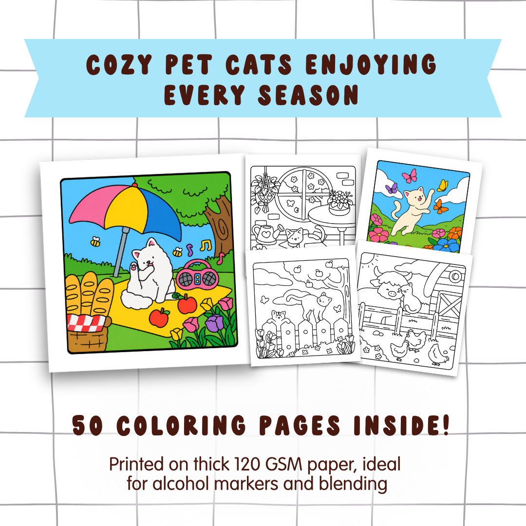 Cozy Little Cats Coloring Book