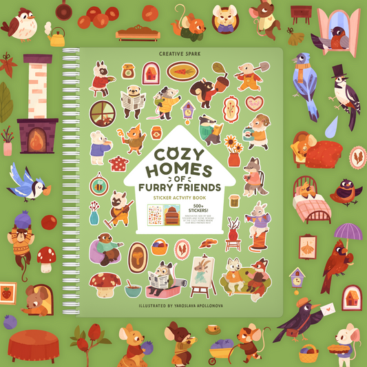 Cozy Homes of Furry Friends Sticker Book