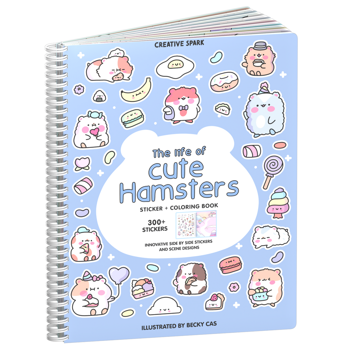 The Life of Cute Hamsters sticker book cover on a white background