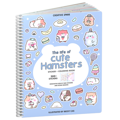 The Life of Cute Hamsters sticker book cover on a white background
