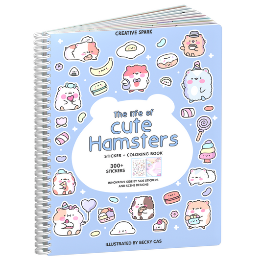 The Life of Cute Hamsters sticker book cover on a white background