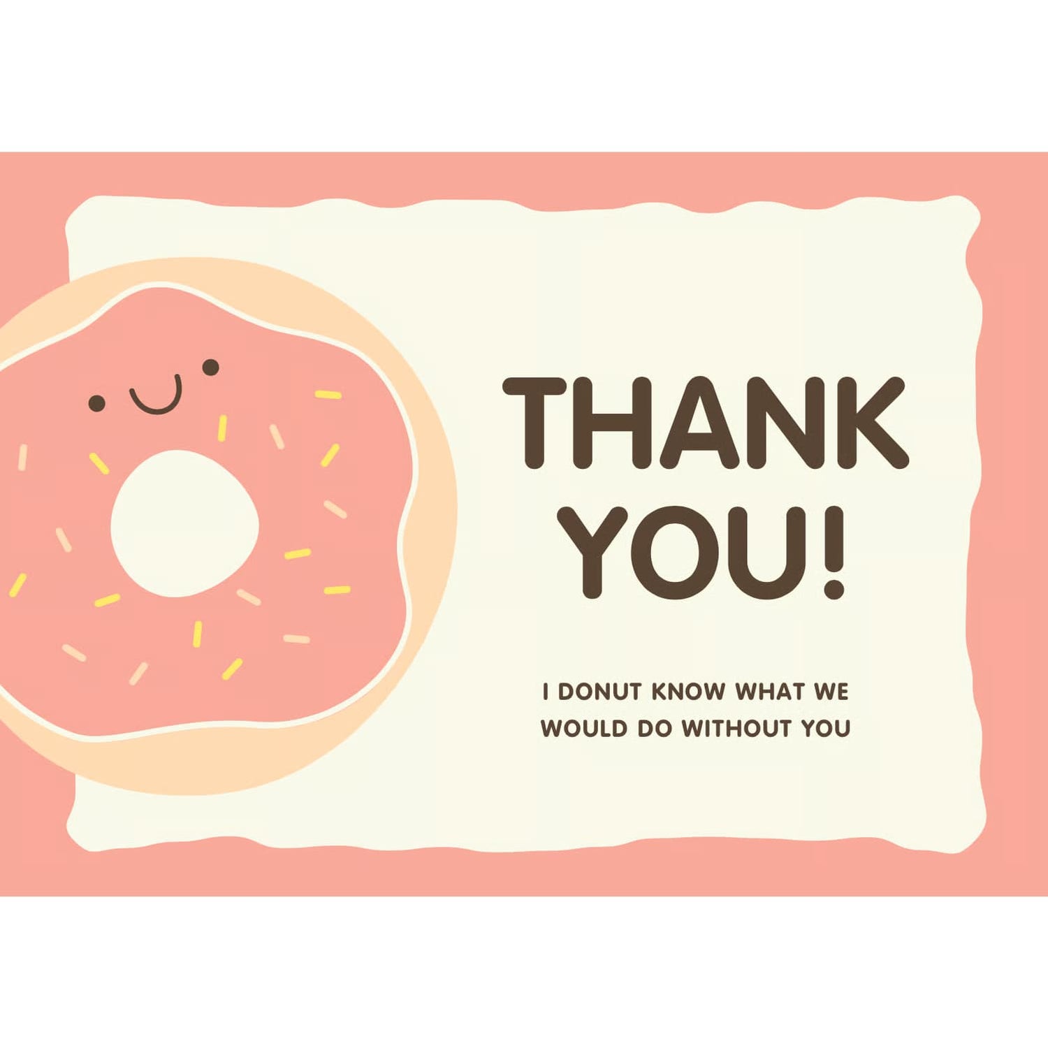 Card with a pink donut and 'Thank You!' message on a pink background