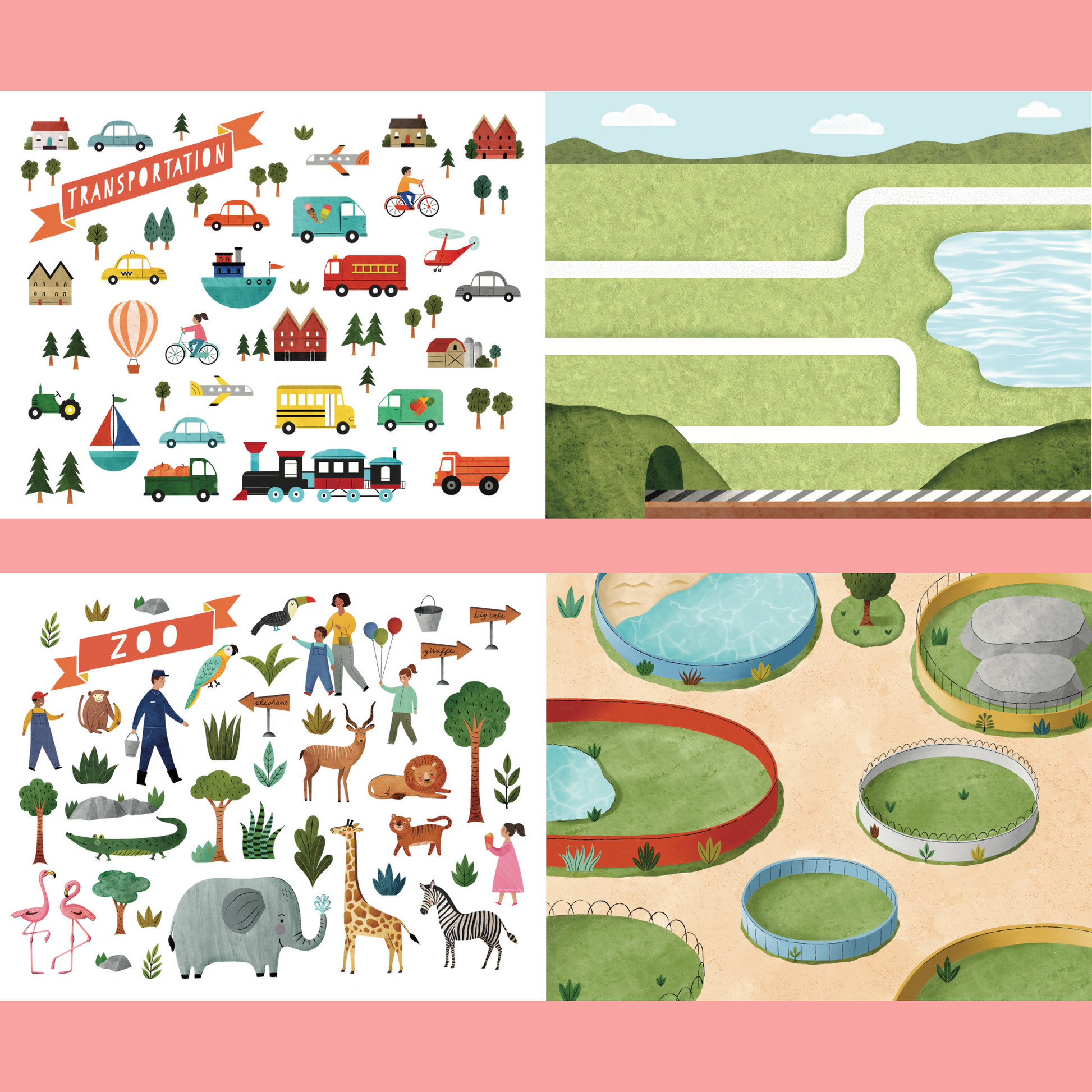  Into The Forest Stickers & Adventure Activity Book by Cupkin:  Innovative Side by Side Sticker Books Lays Flat - Spiral Binding - 500+  Nature Stickers and 12 Woodland Scenes for Kids 4-8 : Office Products