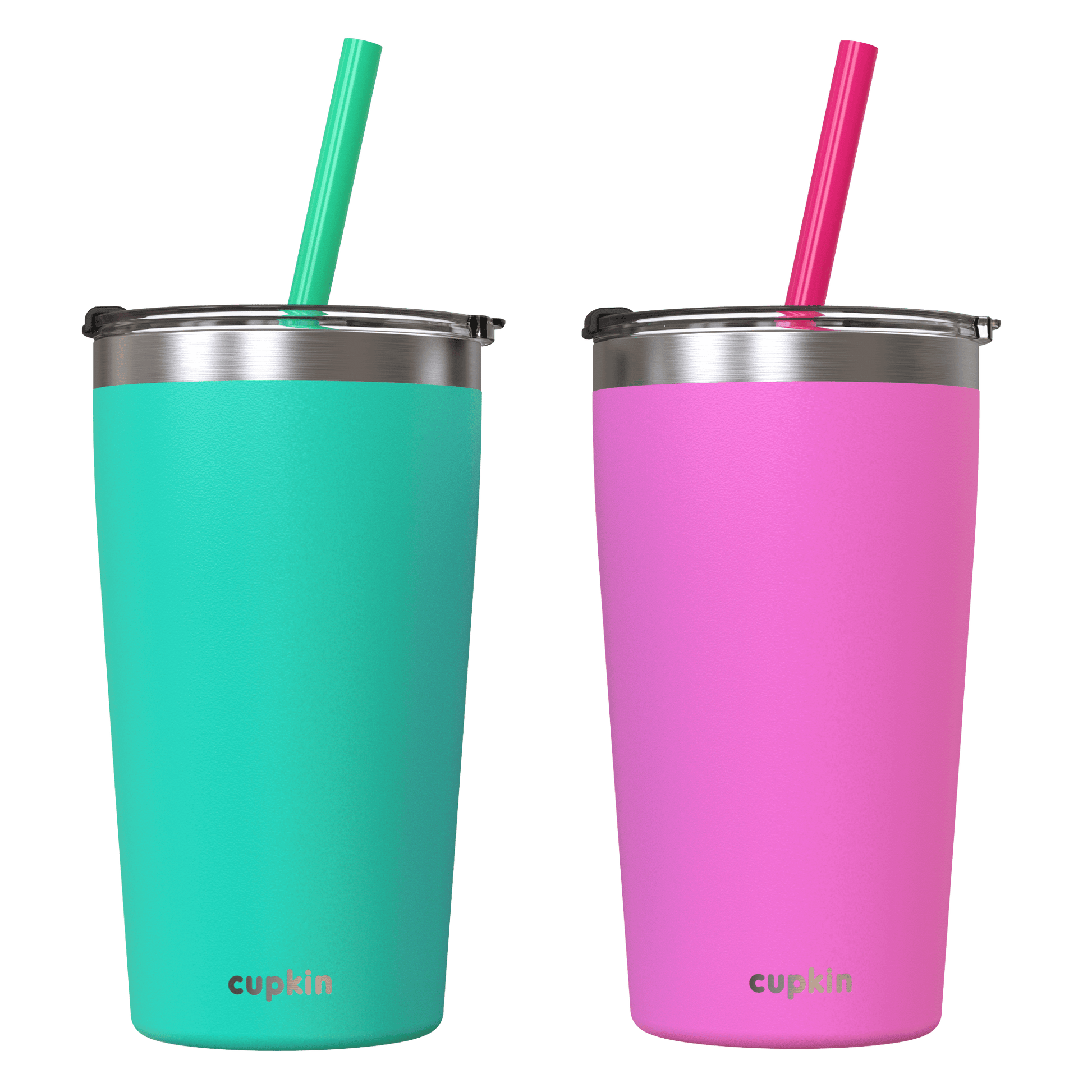 Stanley tumbler nectar pink and Shrub green stainless steel straw cup